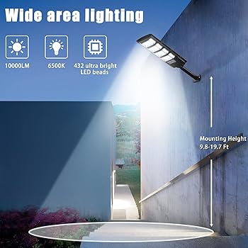 2 Pack Solar Street Lights Outdoor Waterproof 10000LM 6500K